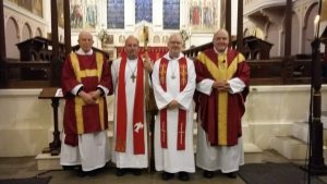 Pictured after the Bicentenary Service are our Curate, William Odling Smee, Bishop Alan Abernethy, the Archbishop of Armagh Dr Richard Clarke and the Rector, Rev Brian Stewart.